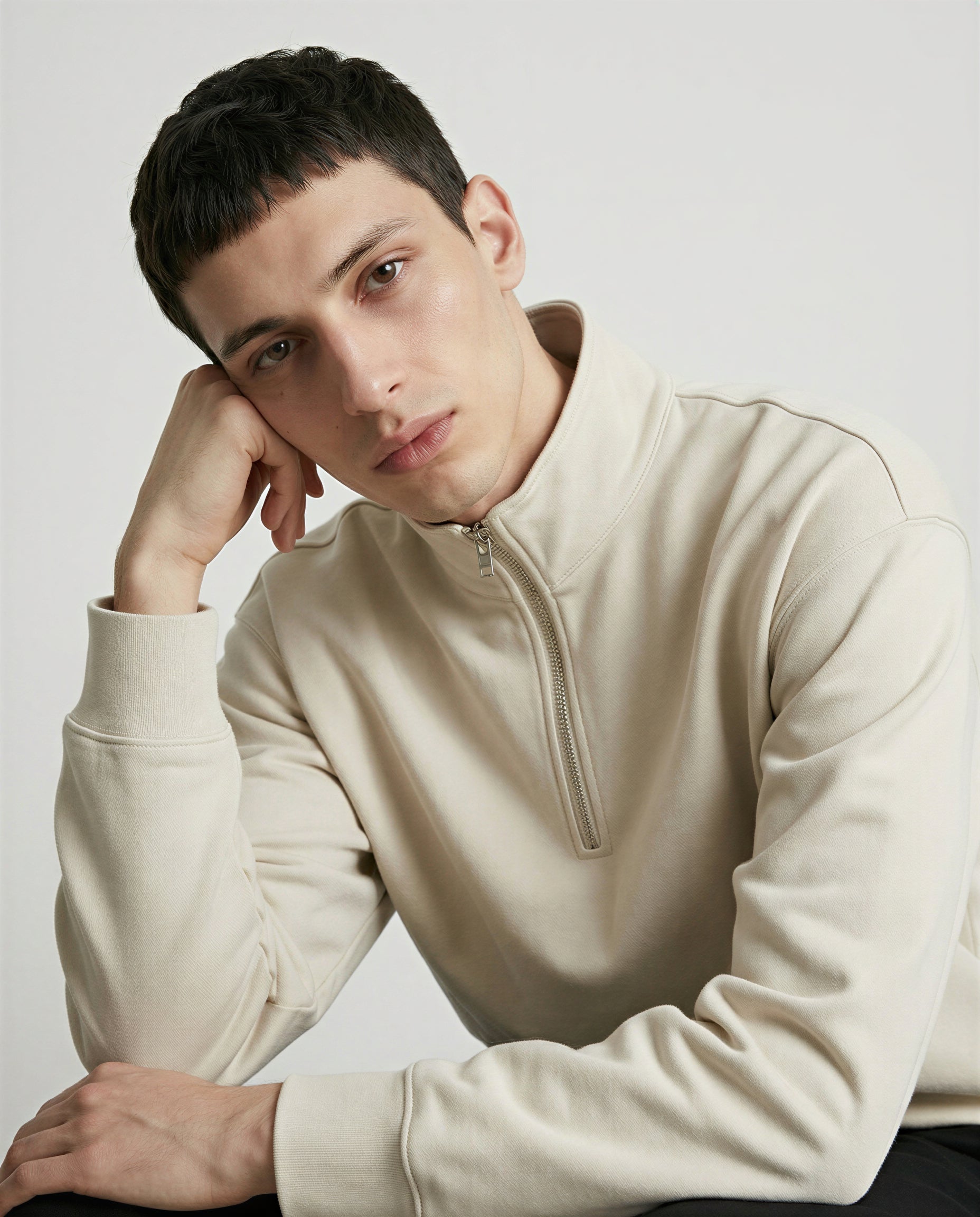 FOUNDATION QUARTER ZIP VINTAGE WHITE