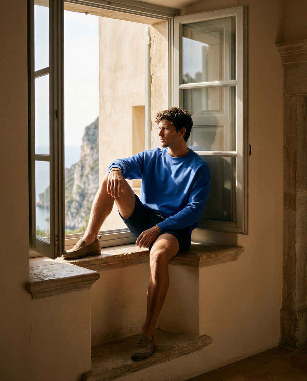 FOUNDATION OVERSIZED CREWNECK SWEATER COBALT BLUE