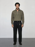 FOUNDATION QUARTER ZIP DISTRESSED KHAKI
