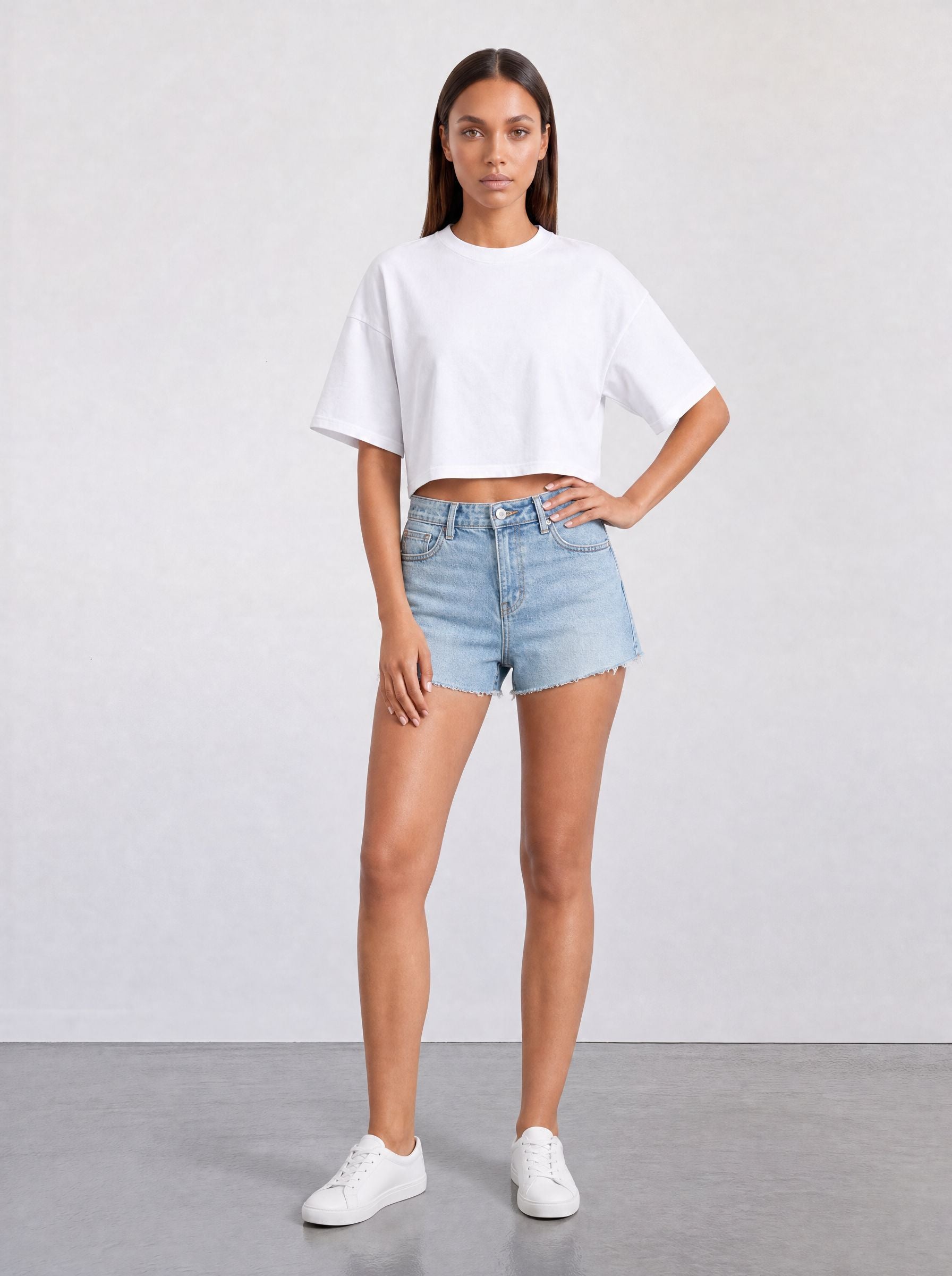 FOUNDATION CROPPED OVERSIZED TEE WHITE