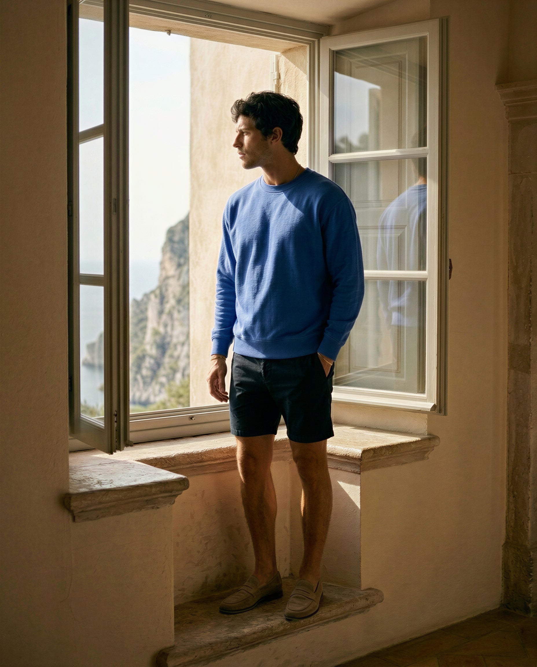 FOUNDATION OVERSIZED CREWNECK SWEATER COBALT BLUE