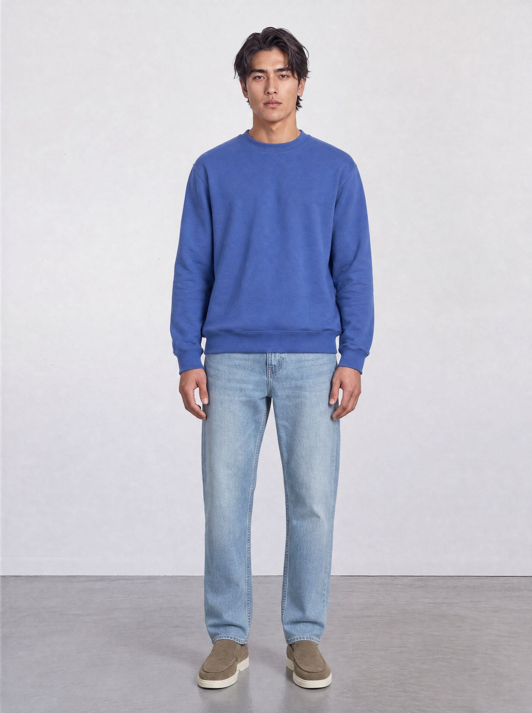 FOUNDATION OVERSIZED CREWNECK SWEATER COBALT BLUE