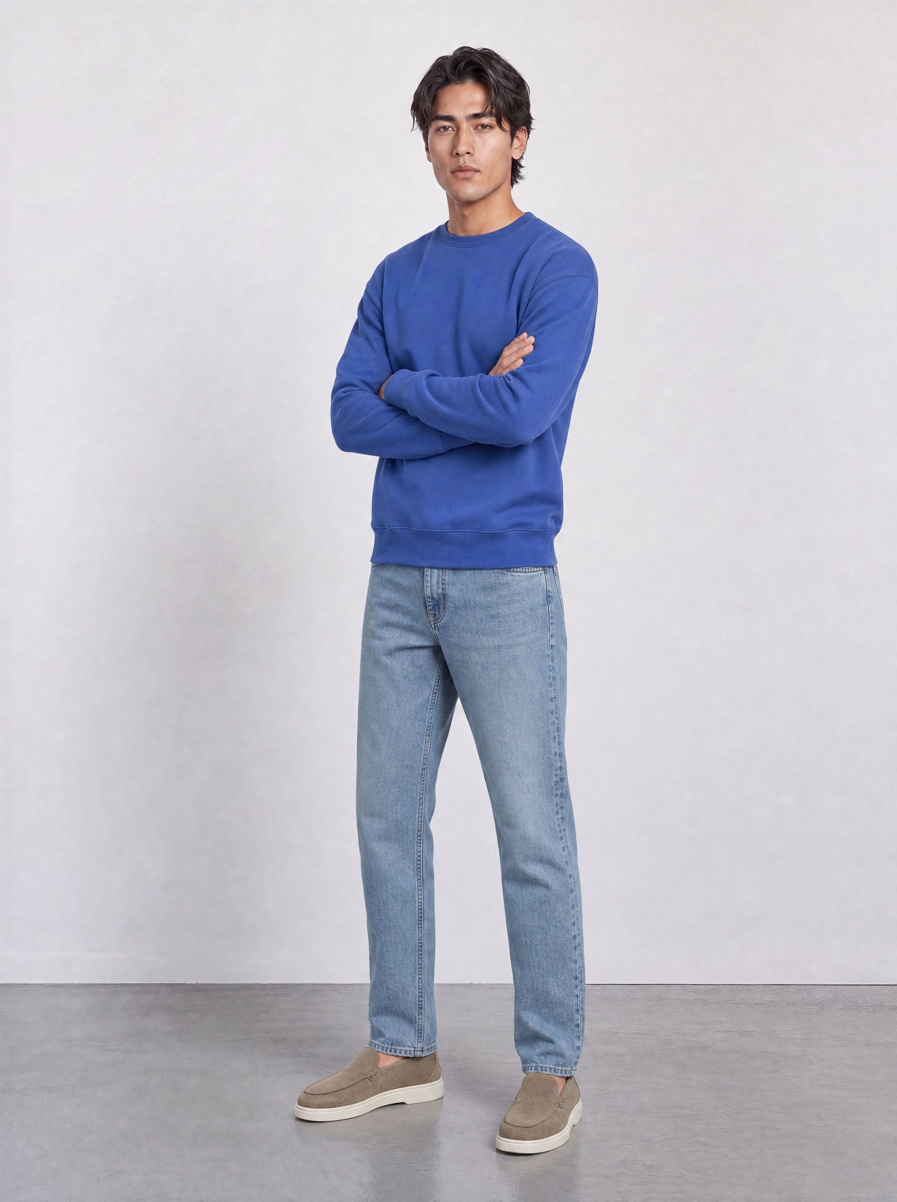 FOUNDATION OVERSIZED CREWNECK SWEATER COBALT BLUE