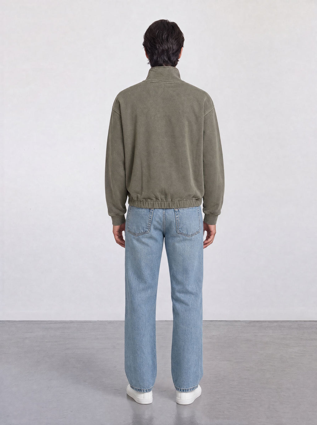 FOUNDATION QUARTER ZIP DISTRESSED KHAKI