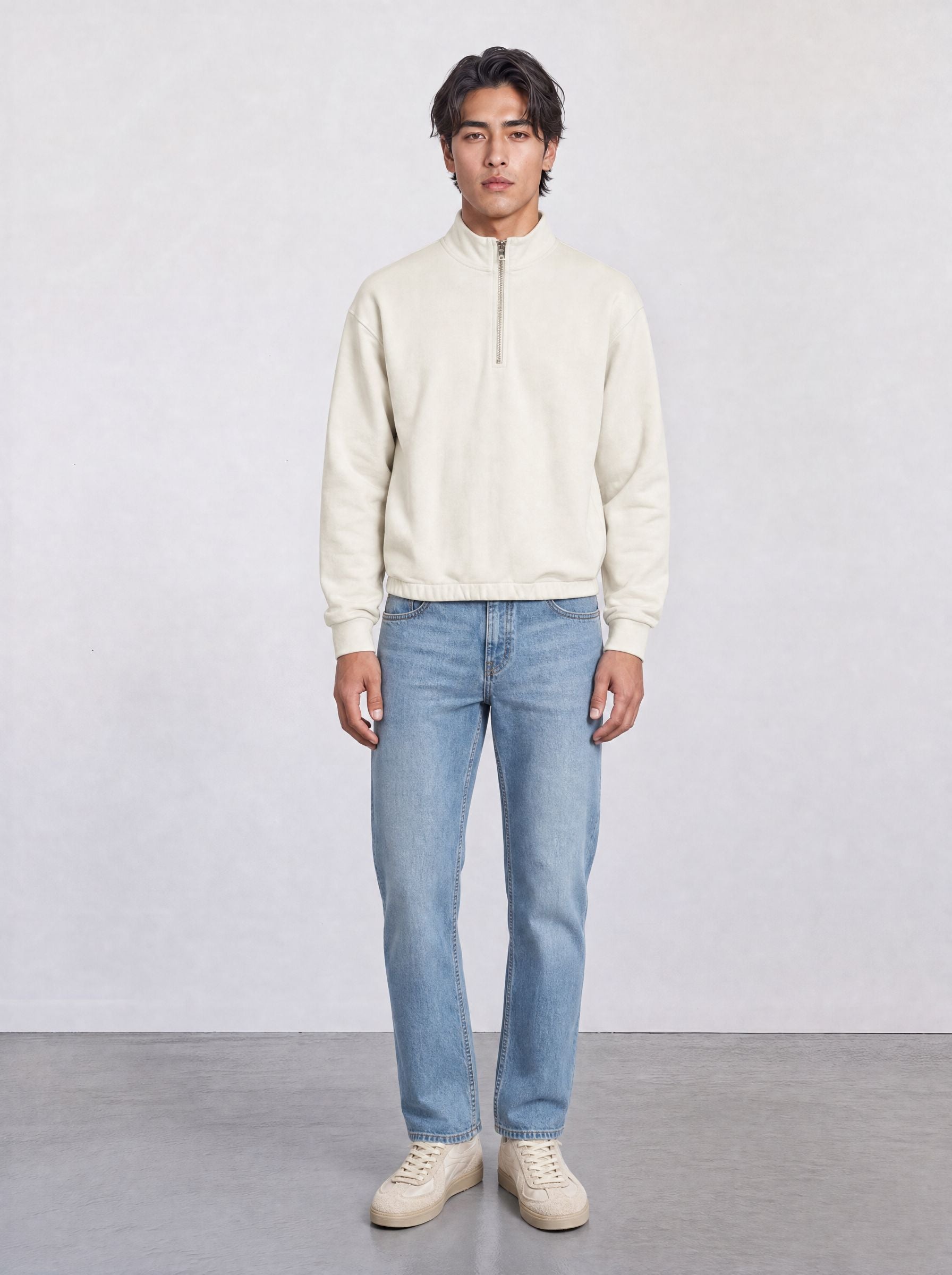 FOUNDATION QUARTER ZIP VINTAGE WHITE