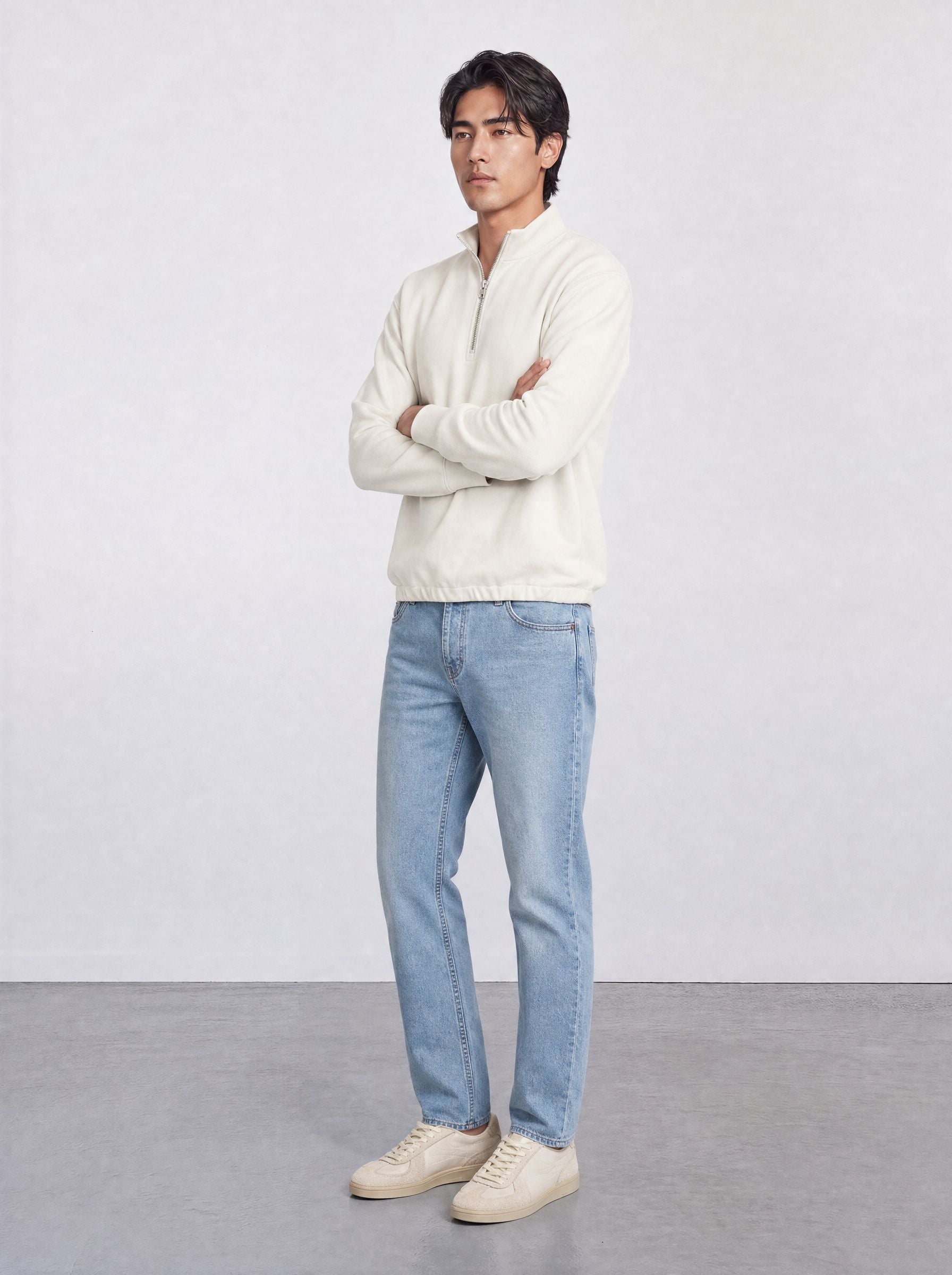 FOUNDATION QUARTER ZIP VINTAGE WHITE