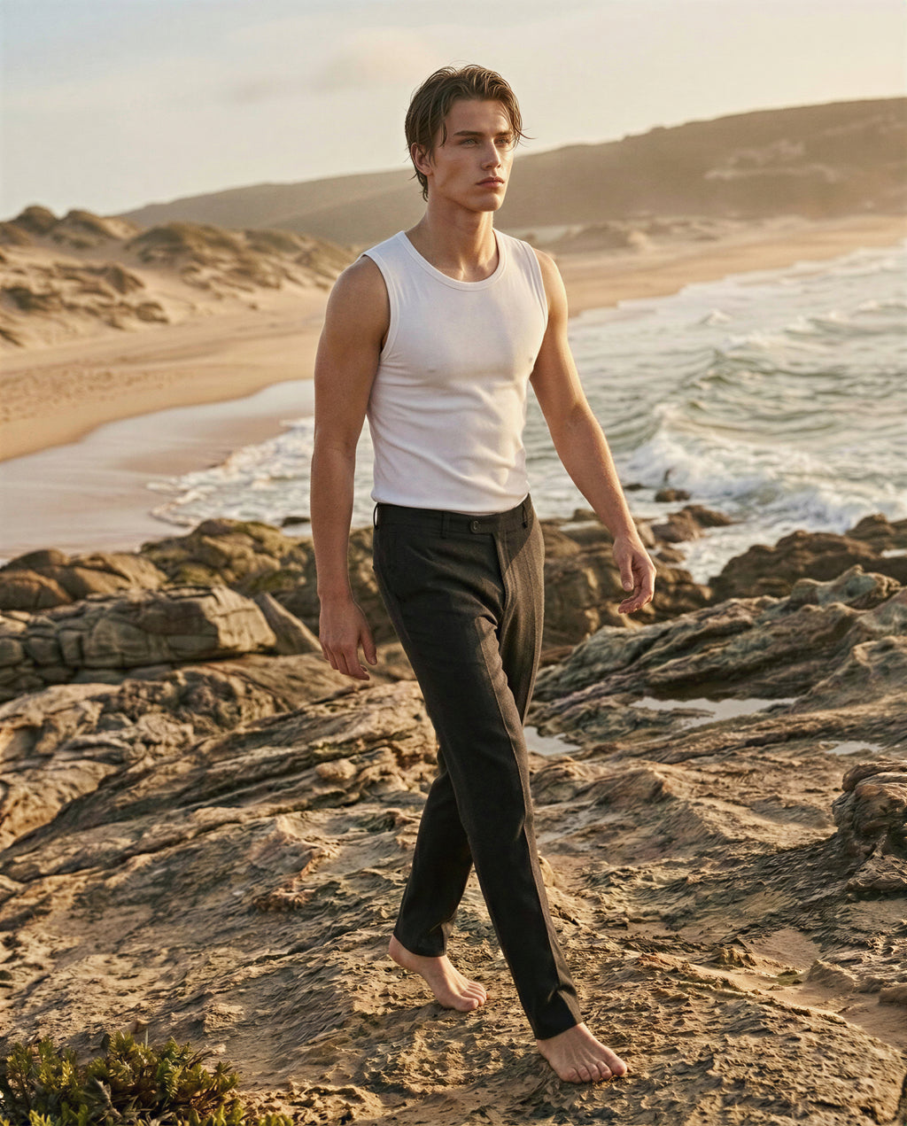 FOUNDATION SLIM RIBBED TANK WHITE