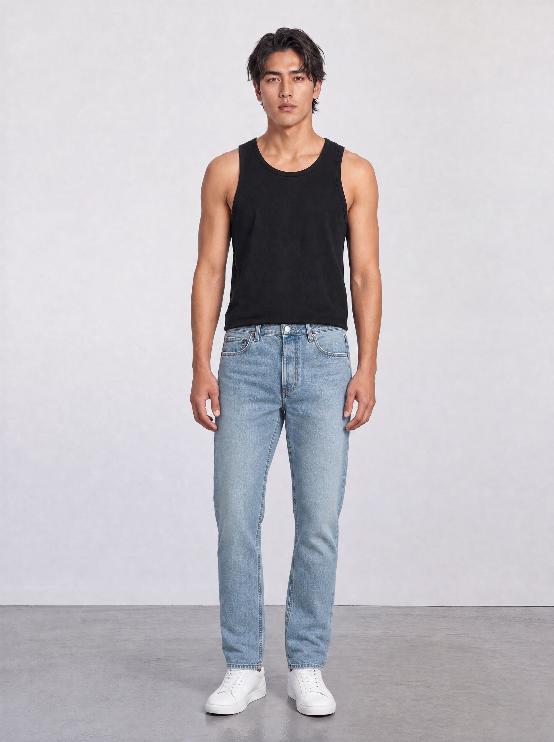 FOUNDATION SLIM RIBBED TANK BLACK