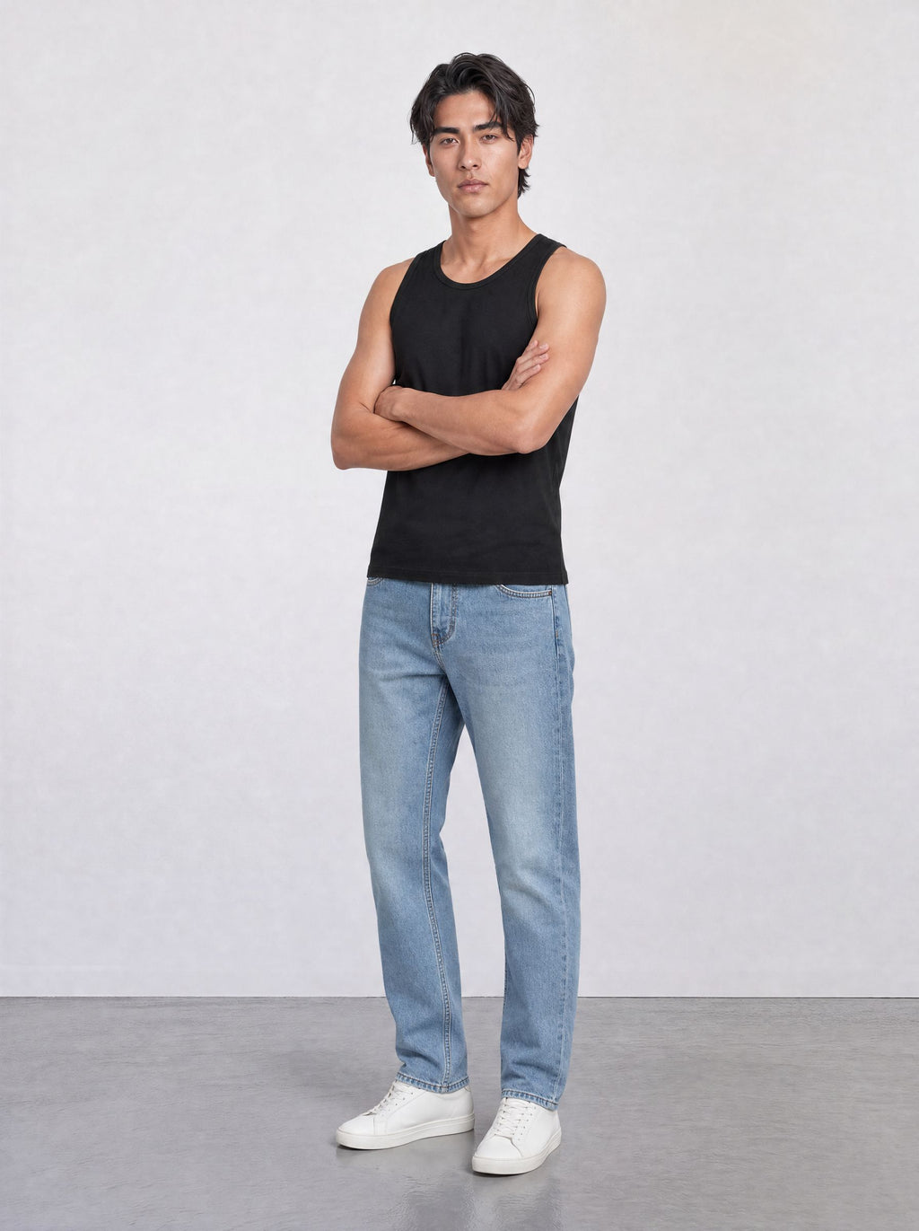 FOUNDATION SLIM RIBBED TANK BLACK