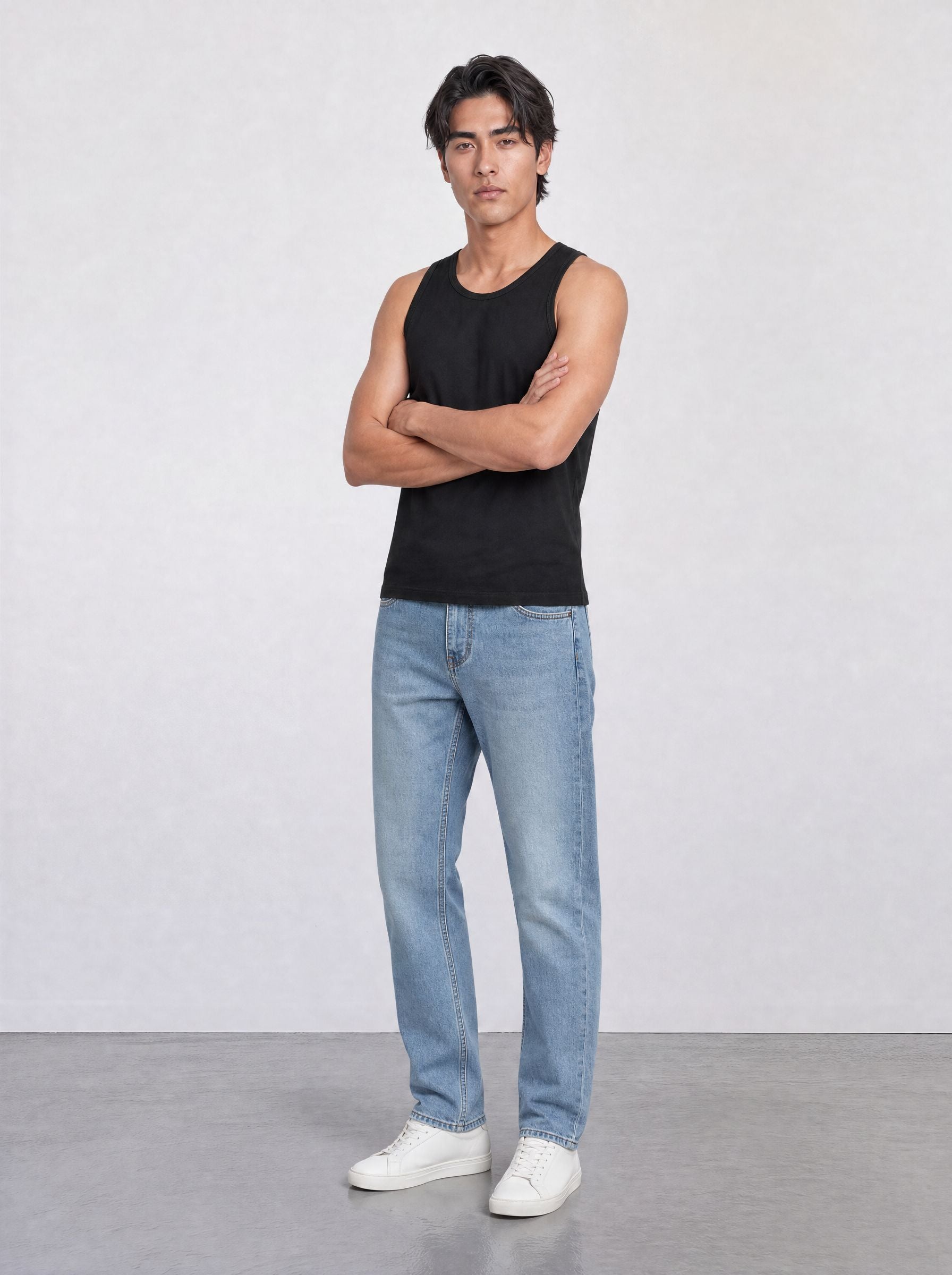 FOUNDATION SLIM RIBBED TANK BLACK