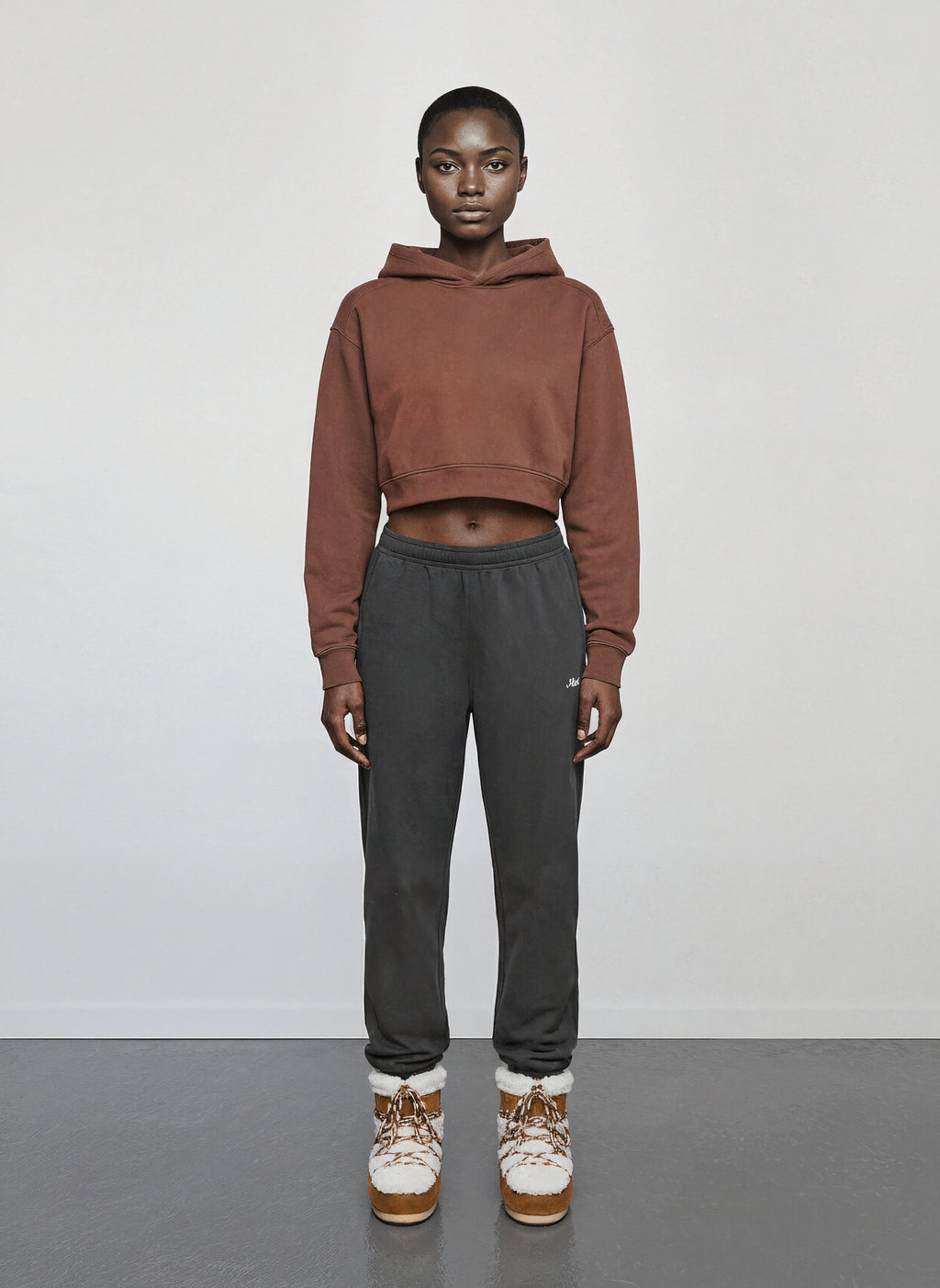 STELLA CROPPED HOODIE Vintage Brown