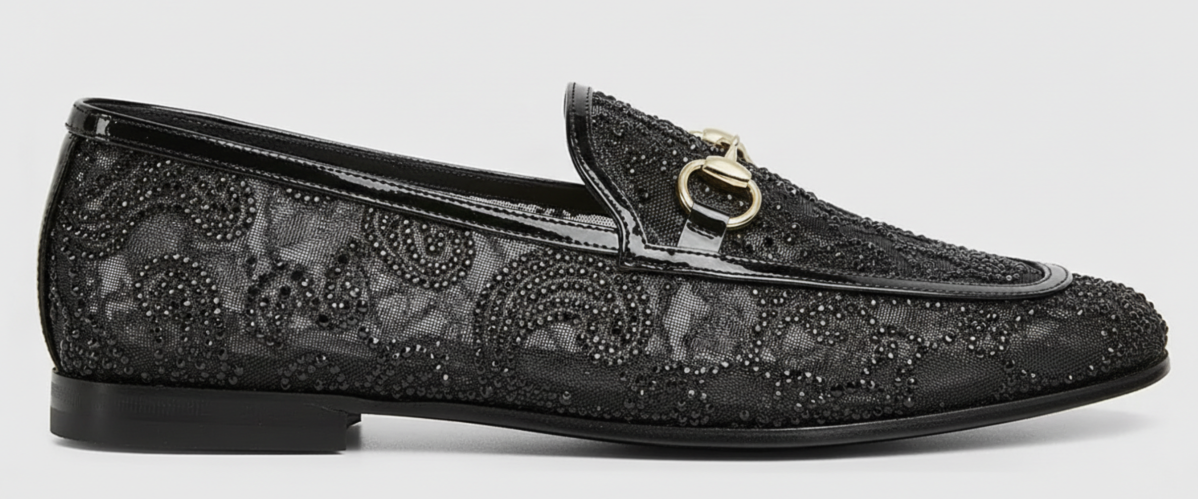 The Eclipse Bit Loafer – Black Embellished Lace