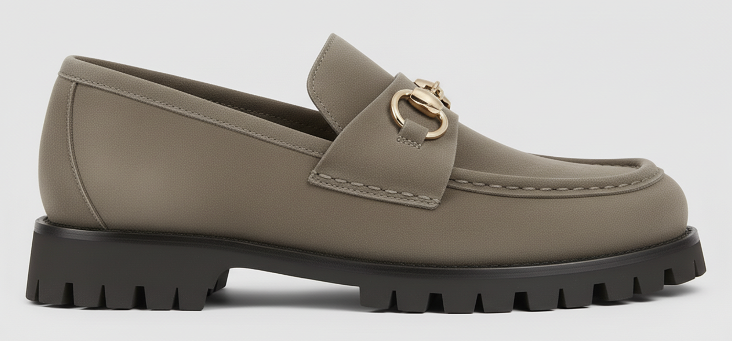 The Ash Lug Bit Loafer – Stone Suede