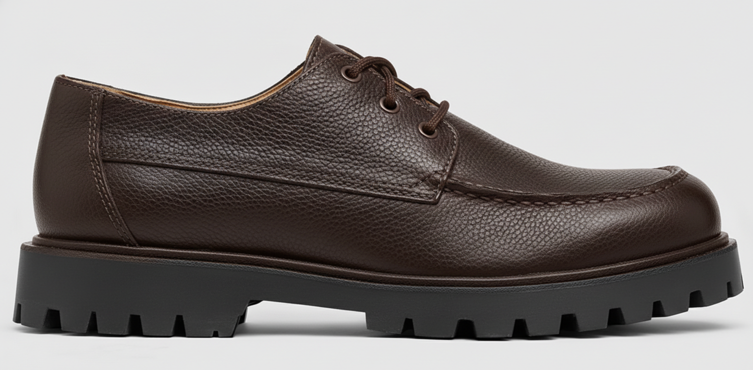 The Mercer Lug Derby – Brown Pebbled Leather