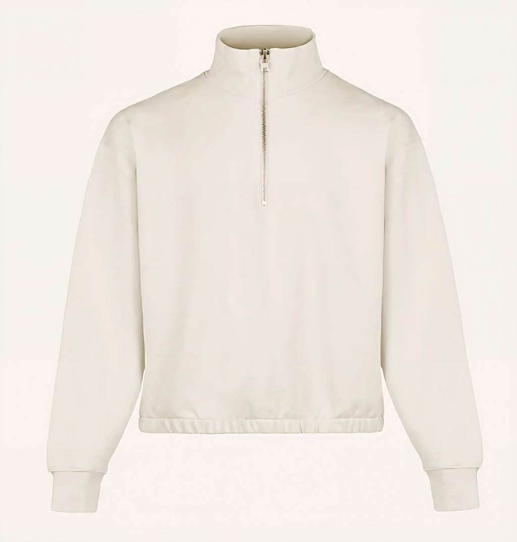Foundation Quarter Zip Vintage White - Flat Lay Front View