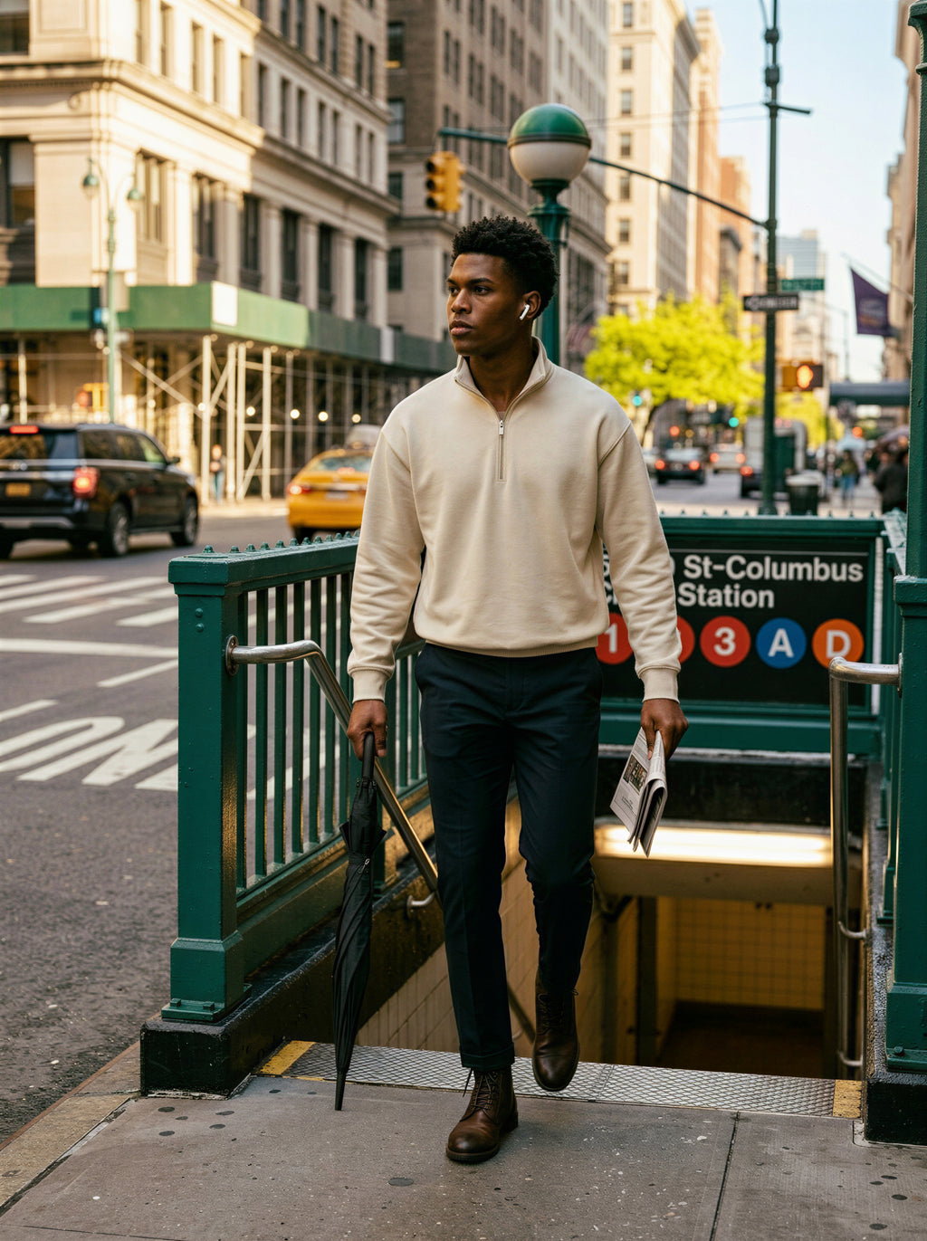 Foundation Quarter Zip Vintage White - Lifestyle Street Style